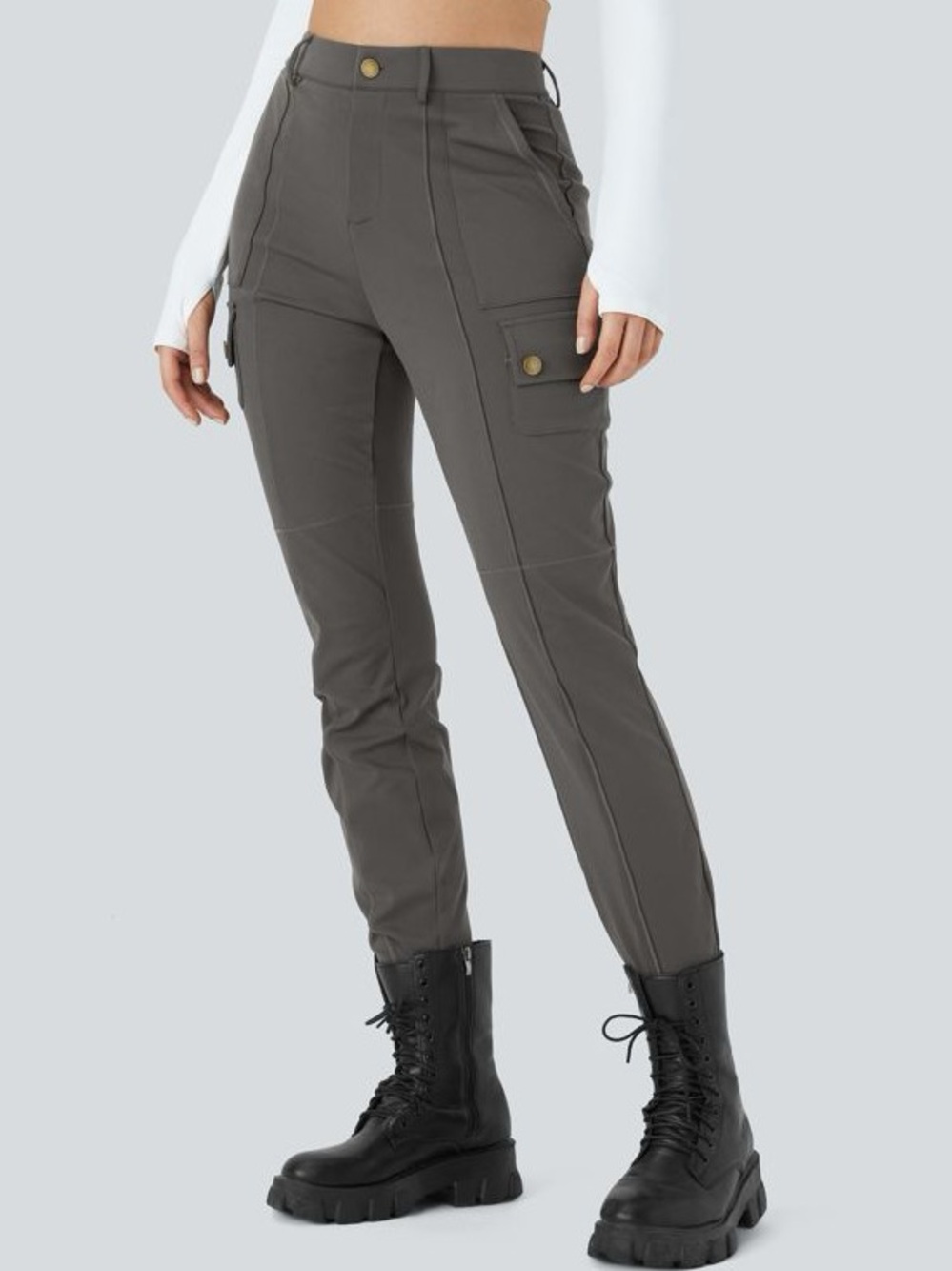 Halara DayStretch High Waisted Zipper Pockets Solid Skinny Cargo Pants